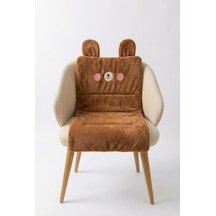 Ayıcık Emojili Peluş Sandalye Ve Koltuk Minderi 65x42 Cm, Lastikli Sırt Destekli Minder, Yumuşak Peluş Kumaş, Arkası Lastikli Tasarım, Ev Ve Ofis Sandalyeleri İçin Oturma Minderi Kahve 50 x 22