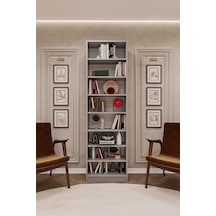 Asra Trend K-03 %100 MDF 60 cm 7 Raflı Kitaplık Ofis Dosya Rafı Kütüphane Kül Gri
