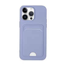 Apple iPhone Uyumlu 14 Pro Kılıf Kelvin Kartvizitli Silikon - Lila Bz8683140425166