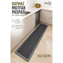 Mainshop Mutfak Tezgahı Önü Banyo Paspası Kaymaz Tabanlı Su Emici Paspas Yazısız Gri Model 158x38cm M-9 Çok Renkli