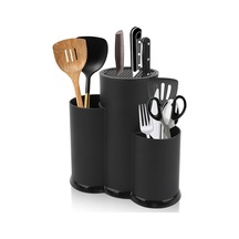 3'ü 1 Arada Mutfak Organizeri - Kaşık, Çatal, Bıçak Mutfak Beyaz - Siyah