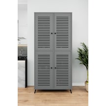Enwood Deneb Mdf Gri 4 Kapaklı Panjur Kapak Ahşap Ayaklı Kiler