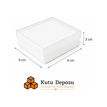 9x9x3 Cm Asetat Kapaklı Takı Kutusu-beyaz Demonte 50 Adet