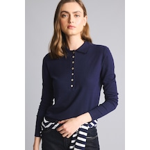 Defacto Regular Fıt Polo Yaka Uzun Kollu Basic Triko Kazak D6259ax26aunv131 Lacivert-nv131
