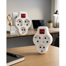 3 Lü Priz Çoğaltıcı Direkt Takmalı 2'li Set Anahtarlı Model Diğer