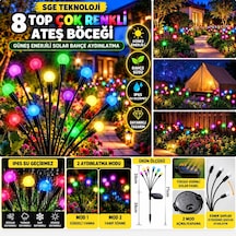 Mighty Led Işık Güneş Enerjili 8 Top Çok Renkli Ateş Böceği Bahçe Aydınlatma Solar Bahçe Süsü