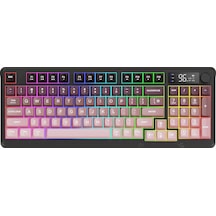 M96 Kablosuz 2.4ghz Kablosuz + Bt Çift Modlu Klavye Led Ekranlı Oyun Klavyesi İle Pbt Knob Rainbow