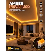Orsan 10 Metre Amber Renk Tak Çalıştır Ultra Parlak Ultra Esnek Yüksek Performanslı Borsan 220v Neon Led Amber Montaj Aparatı Dahil