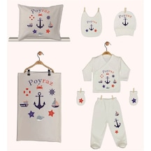 Pia Baby Gl 1936-06 İsme Özel Yastık Battaniye Zıbın Set Krem
