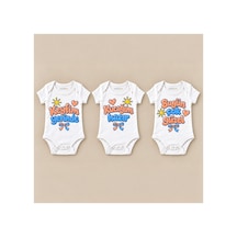 Babylimon Pazar Keyfi Üçlü Beyaz Kısa Kollu Bebek Zıbın Seti Beyaz - 930083951 Beyaz
