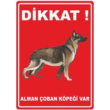 Dikkat Alman Çoban Köpeği Var Dijital Uv Folyo Baskı Uyarı Etiket Yapıştırma Sticker 25x35
