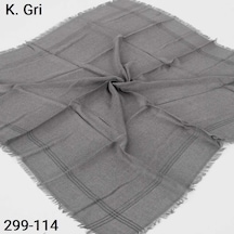 Soft İpek Sim Şeritli Balık Sırtı Pamuk Eşarp K.gri 299-114 Çok Renkli