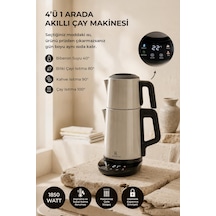 Demzade 4'in 1 Dijital 5 Fonksiyonlu Çelik Elektrikli Çay Makinesi Alt 1,7 Lt Üst 0,9 Lt Çay Seti