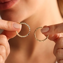 Sembol Gold Parıltılı Altın Halka Küpe 2.0 CM