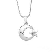 Türkiyem Ay Yıldız Erkek Kadın Unisex Kolye Çelik Takı Gri
