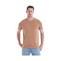 Hatemoğlu Bej Regular Fit Düz Pamuklu Bisiklet Yaka Triko Tişört 35102024c005 006 Bej