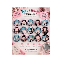 Minikutunuz Miku & Nezuko 15 Li Anime Rozet Seti 44 Mm İğneli Yaka Rozeti Diğer