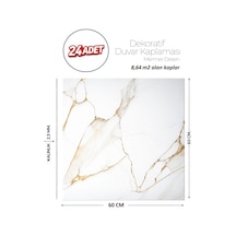 60x60 Cm Kendinden Yapışkanlı Duvar,banyo,tezgah Arası Beyaz-gold Mermer-24 Adet 9011-60-24