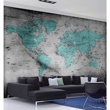 Turkuaz Dünya Haritası Duvar Kağıdı