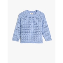 Koton Ajurlu Kazak Triko Yuvarlak Yaka Uzun Kollu Mavi 5wkg90027at Mavi Koton Ajurlu Kazak Triko Yuvarlak Yaka Uzun Kollu Mavi 5wkg90027at Mavi