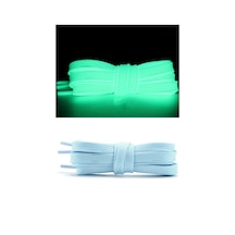 Hapshoe Fosforlu Neon Mavi 1 Cm Kalınlığında 1 Çift Yassı Spor Ayakkabı Bağcığı Mavi