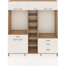 Hyperion Dolap 11 Raflı 4 Çekmeceli 2 Askılı 220x44x243 Çam-aytaşı/aytaşı Aytası/aytası