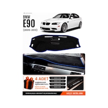 Bmw E90 2005-2013 Uyumlu Torpido Koruma, Torpido Örtüsü, Torpido Kılıfı - Siyah Mavi
