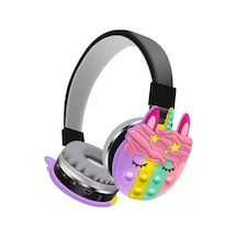 Kt-55c Unicorn Popit Kablosuz Kulaklık Şarjlı Kulaküstü Bluetooth Kulaklığı Mikrofonlu Hafıza Kartı Girişli Sevimli Kulaklık