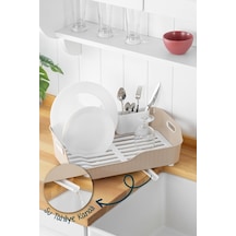 Vienev Lavabo Kenarı Tezgah Üstü Süzgeçli Bulaşıklık Bej