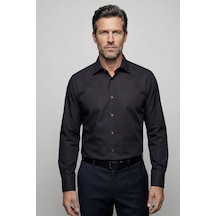 Bisse Regular Fit Erkek Klasik Yaka Cepsiz Pamuk Siyah Gömlek Gmkls250053 99