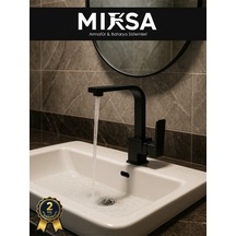 Lüx Siyah Kare Lavabo Bataryası, Musluğu, Ağır Gövde Kaliteli