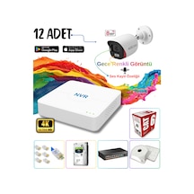 Adecam 12 Li Full Hd Ip Güvenlik Kamera Sistemi - Gece Renkli & Sesli Set + 30 Gün Kayıt, Cepten İzleme