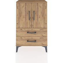 Arges Komodin 2 Raflı 2 Çekmeceli 2 Kapaklı 60x30x96 Çam-çam Çam