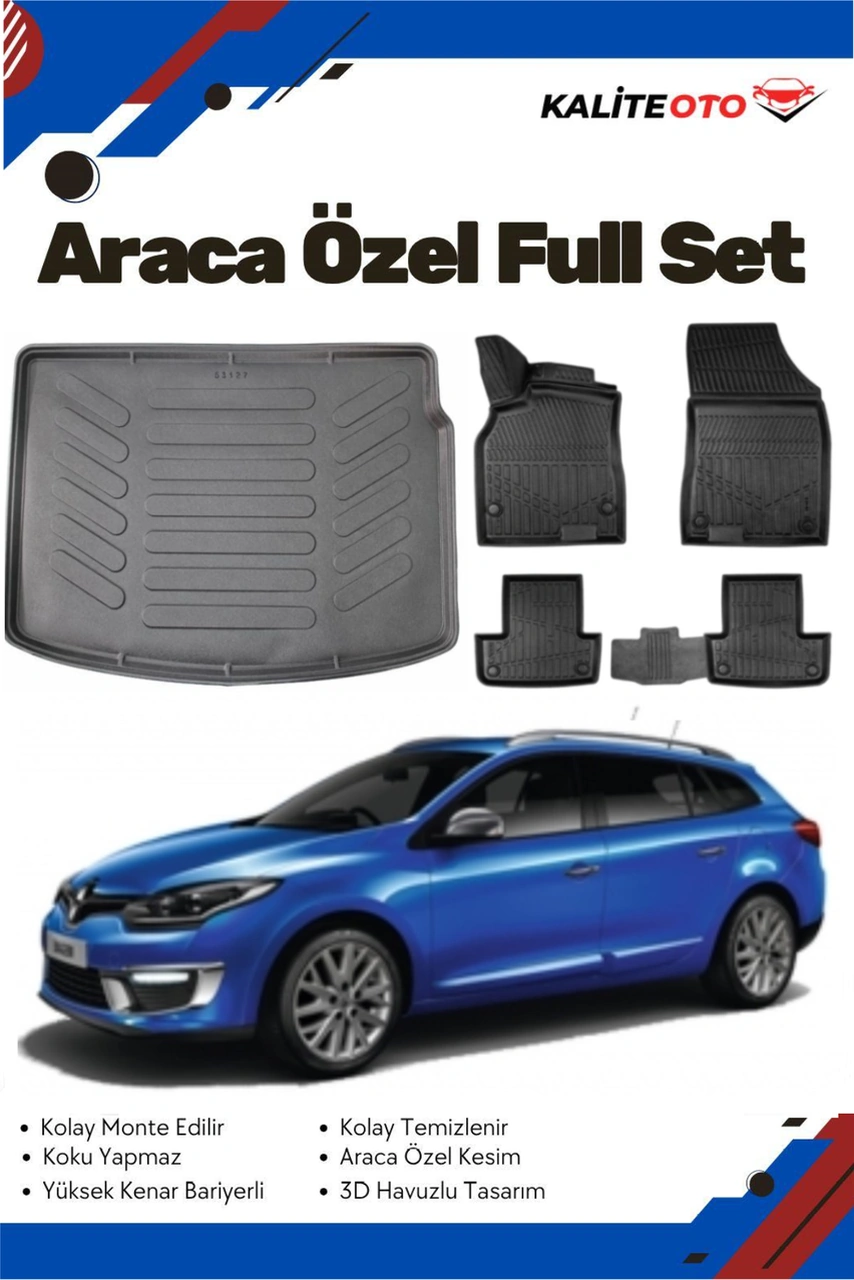 Renault Megane 3 Sport Tourer 2010 Model Yumuşak Paspas+bagaj Havuzu Seti