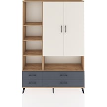 Arges Dolap 8 Raflı 4 Çekmeceli 2 Kapaklı 132x30x195 Çam-aytaşı/antrasit Aytası/antrasıt