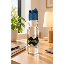 Water Fresh 700 Ml Çevrilebilir Kapaklı Cam Sürahi Başucu Ve Çalışma Masası Sürahisi Lacivert - 927537818