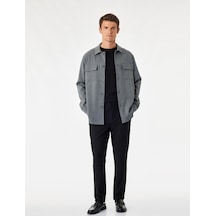 Koton Pileli Dokulu Cepli Slim Fit Pantolon Siyah 7wam40004hk