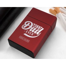 Bk Gift Kişiye Özel İsimli Babalar Günü Tasarımlı Kırmızı Metal Sigara Tabakası ,babalar Günü Hediyesi , Babaya Hediye , Sigara Tabakası-13