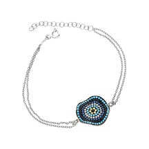 Papatya Silver 925 Ayar Gümüş Rodyum Kaplama Dalgalı Nazar Bileklik