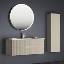Orka Moonlight 120 Cm Mat Vizon Banyo Dolabı Ve Boy Dolabı Takımı Krem