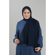 Hürrem Bone Lacivert Düz Klasik Şal Şifon Dikişli 202112 02 Lacivert