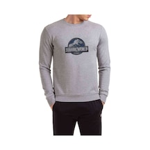 Jurassıc World Iı Baskılı Gri Erkek Örme Sweatshirt