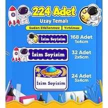 Uzay Temalı Okul Kreş Kişiye Özel İsim Etiket Seti - Model 524 Çok Renkli