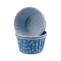 Cupcake Kalıbı Büyük Boy 62x40 Mm 100 Adet Puantiyeli Mavi