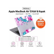 Macbook Air M1 Kılıfı 13 İnç A2337 A2179 A1932 Uyumlu Sert Kapak Hard Case Koruyucu Kılıf Macbook Air 13 İnç Kılıfı Çizilmez Darbe Koruyucu Mat Baskılı Çiçek Desenli Açık Pembe