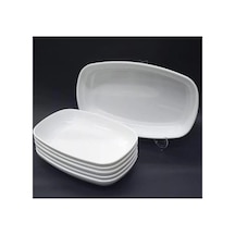 Jumbo Boy 33x20 Melamin Kayık Tabak Büyük Boy Salata Meze Sos Tabağı 2 Adet Duble İskender Tabağı Beyaz