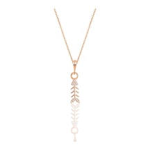 Gümüş Rose Zirkon Taşlı Balık Kılçığı Modeli Kolye