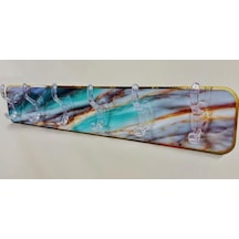 Mermer Desenli Yapışkanlı Askılık Ahşap