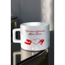 Sevgiliye Hediye Sevgililer Tek Kalpli Günümüz Kutlu Olsun Baskılı Çay-Kahve Fincanı