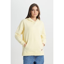 Loose Fit Rahat Kesim Kapüşonlu İçi Polarlı Sarı Sweatshirt W242706200 Sarı